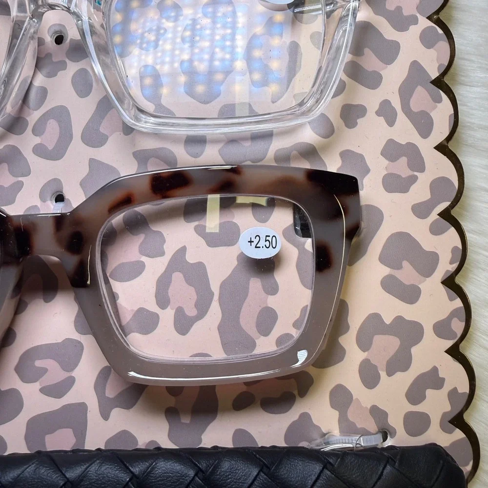 Happy Hues 3 Pack Reading Glasses +2.50 Blue Light Filtering Red‎ Clear Tortoise